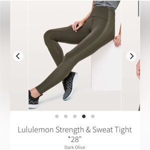 lululemon athletica Dark Olive Strength & Sweat Tight 28” EUC Sz 4